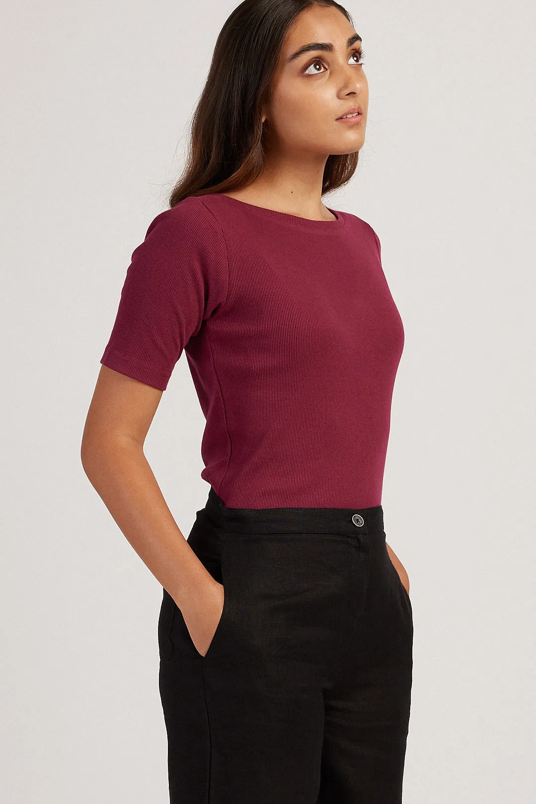 The Rib Boat Neck | Short Sleeve