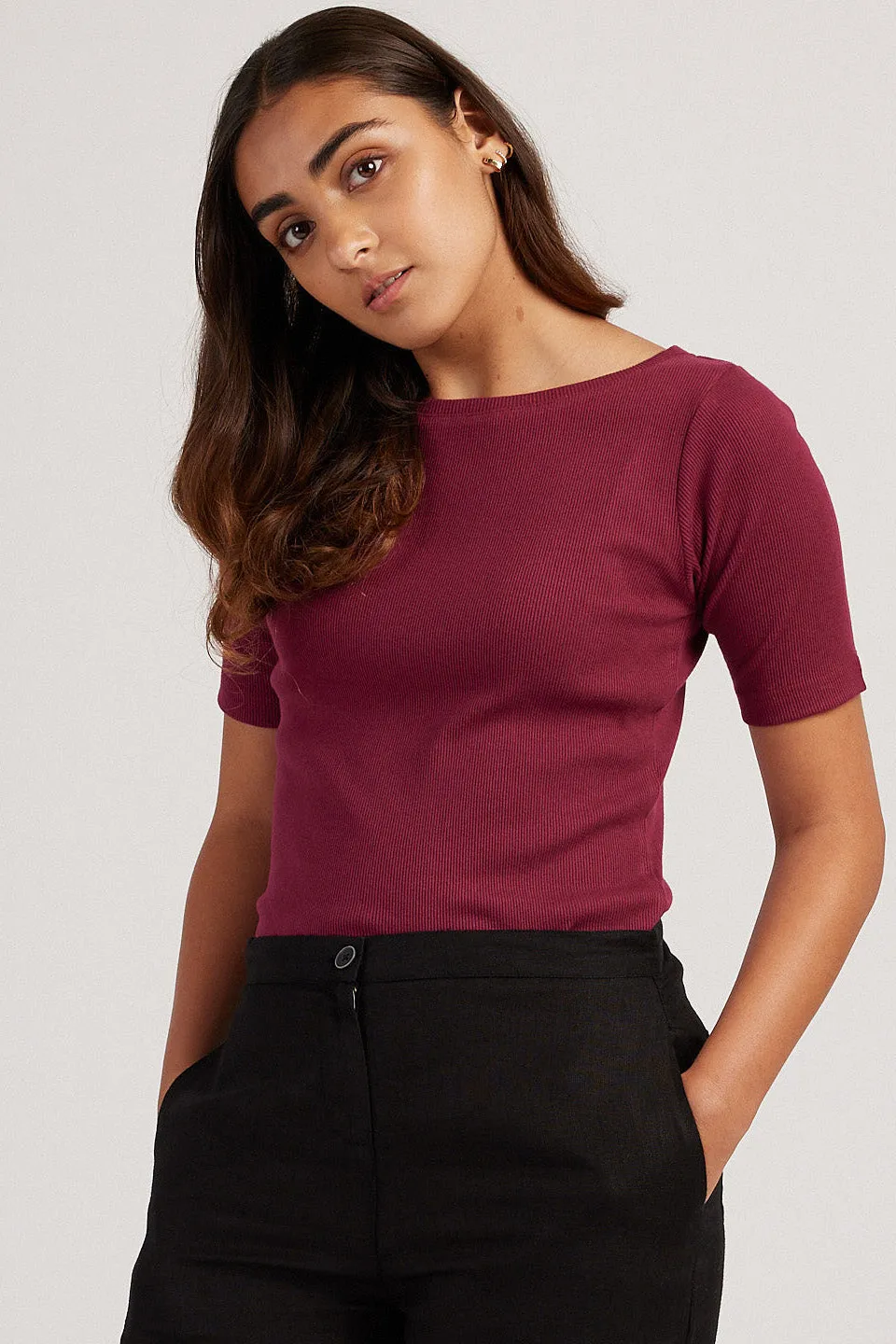The Rib Boat Neck | Short Sleeve