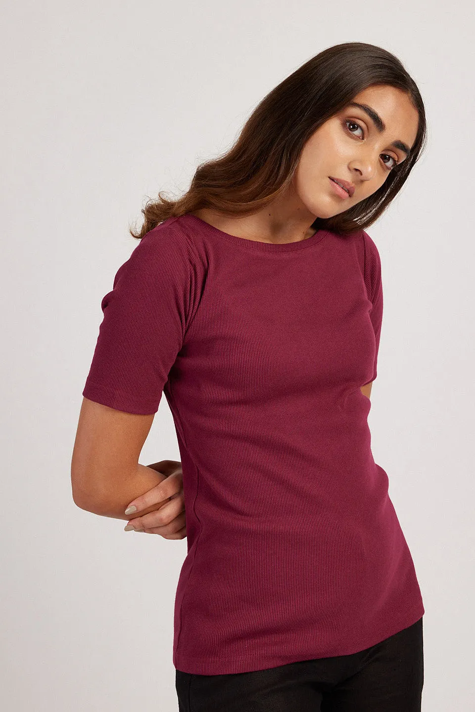 The Rib Boat Neck | Short Sleeve