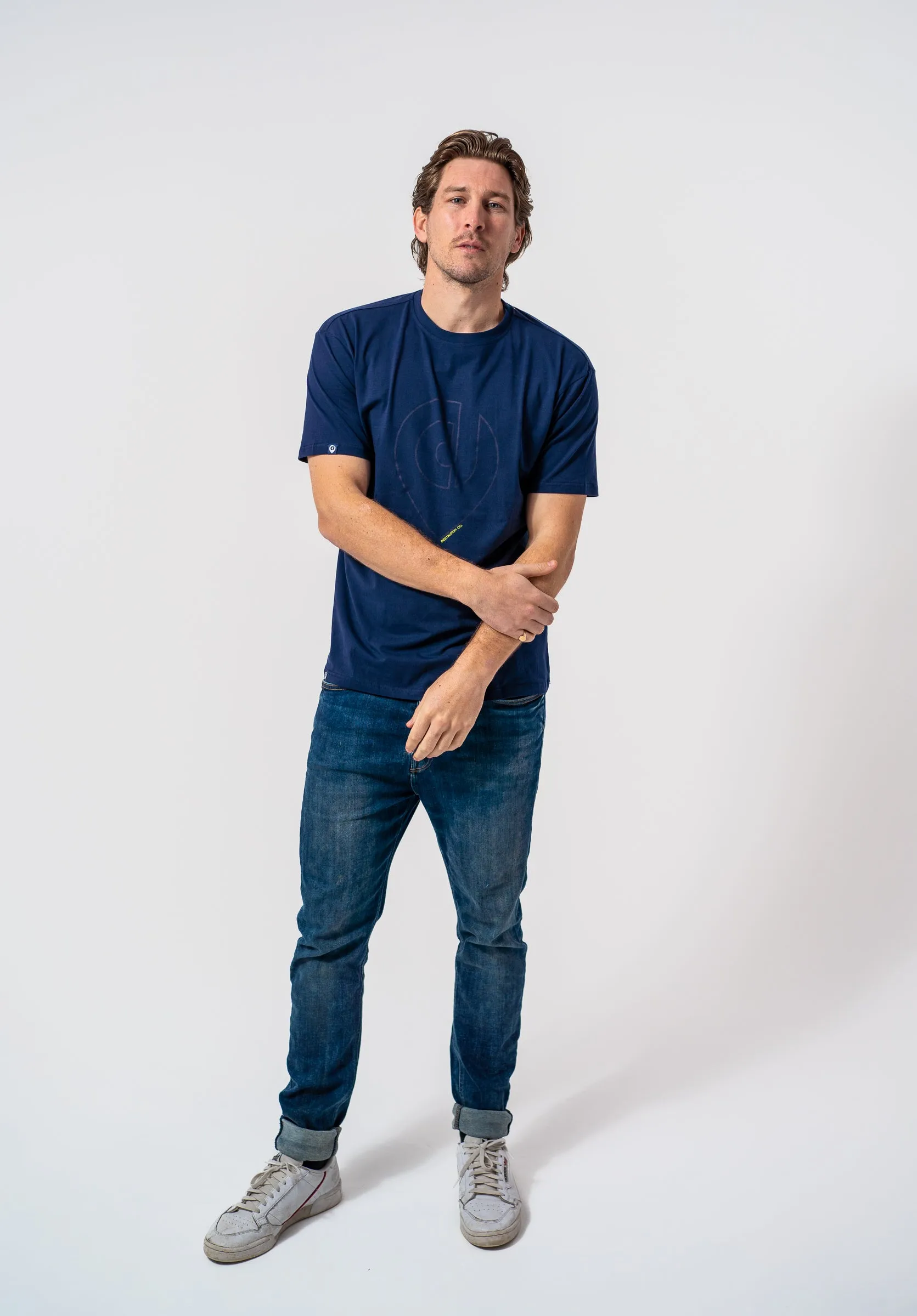 The Shadow - Classic fit T-shirt in Navy with Neon Green accents