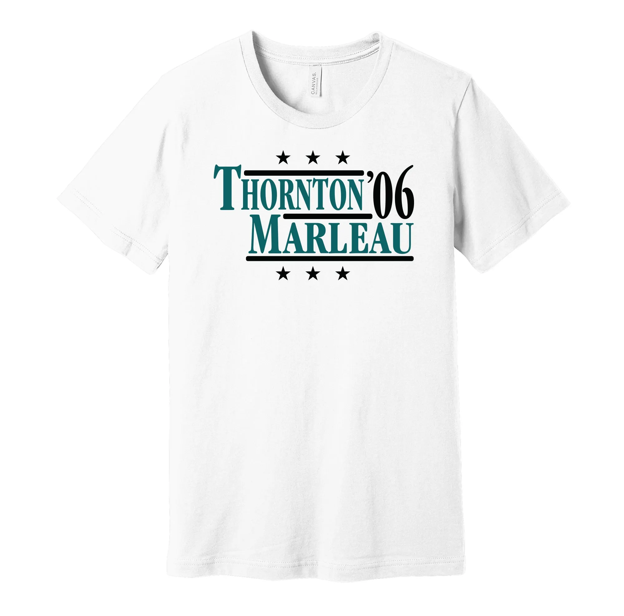 Thornton & Marleau '06 - San Jose Hockey Legends Political Campaign Parody T-Shirt - Hyper Than Hype Shirts