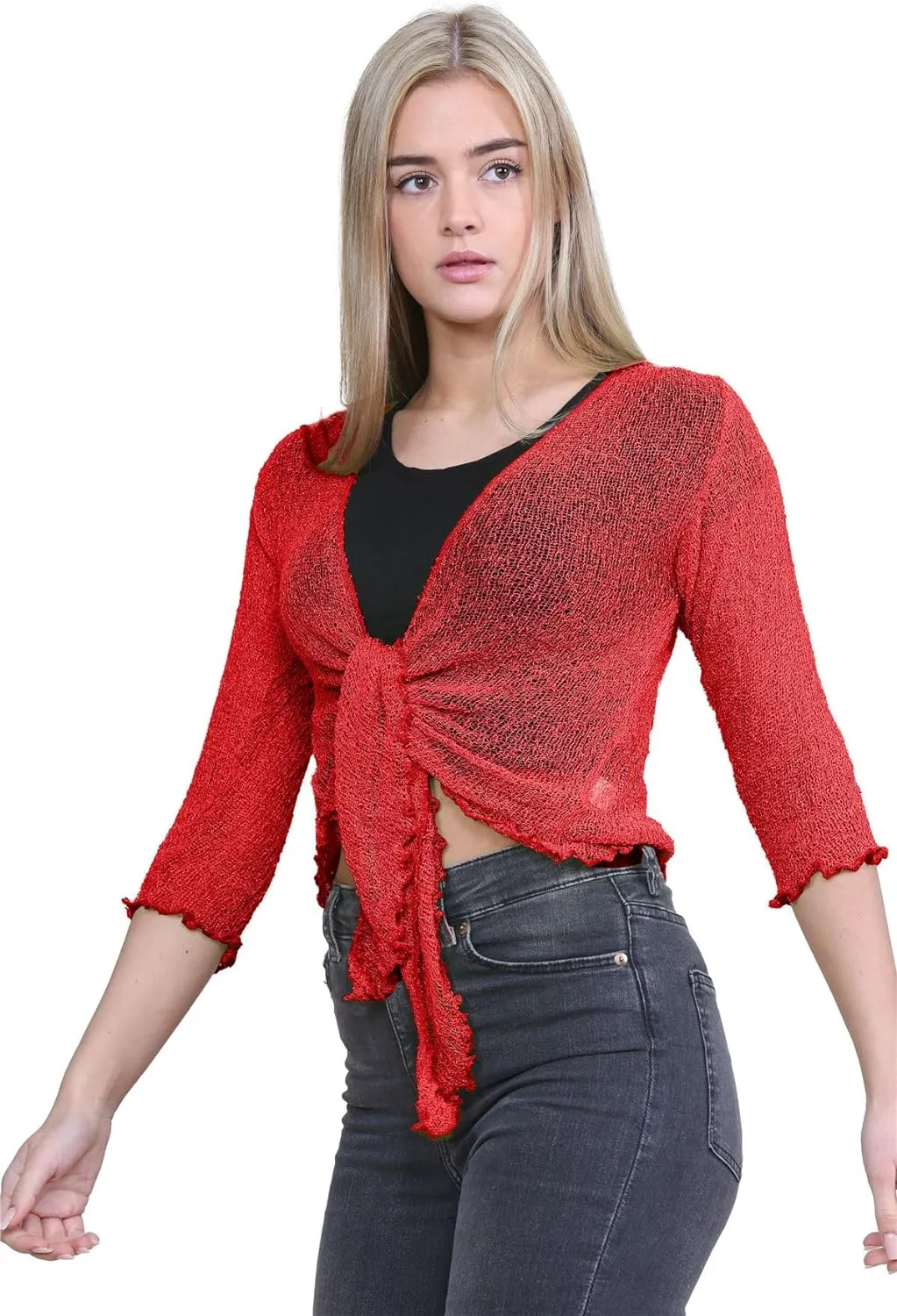 Tie Up Knitted Cropped Bolero Shrug