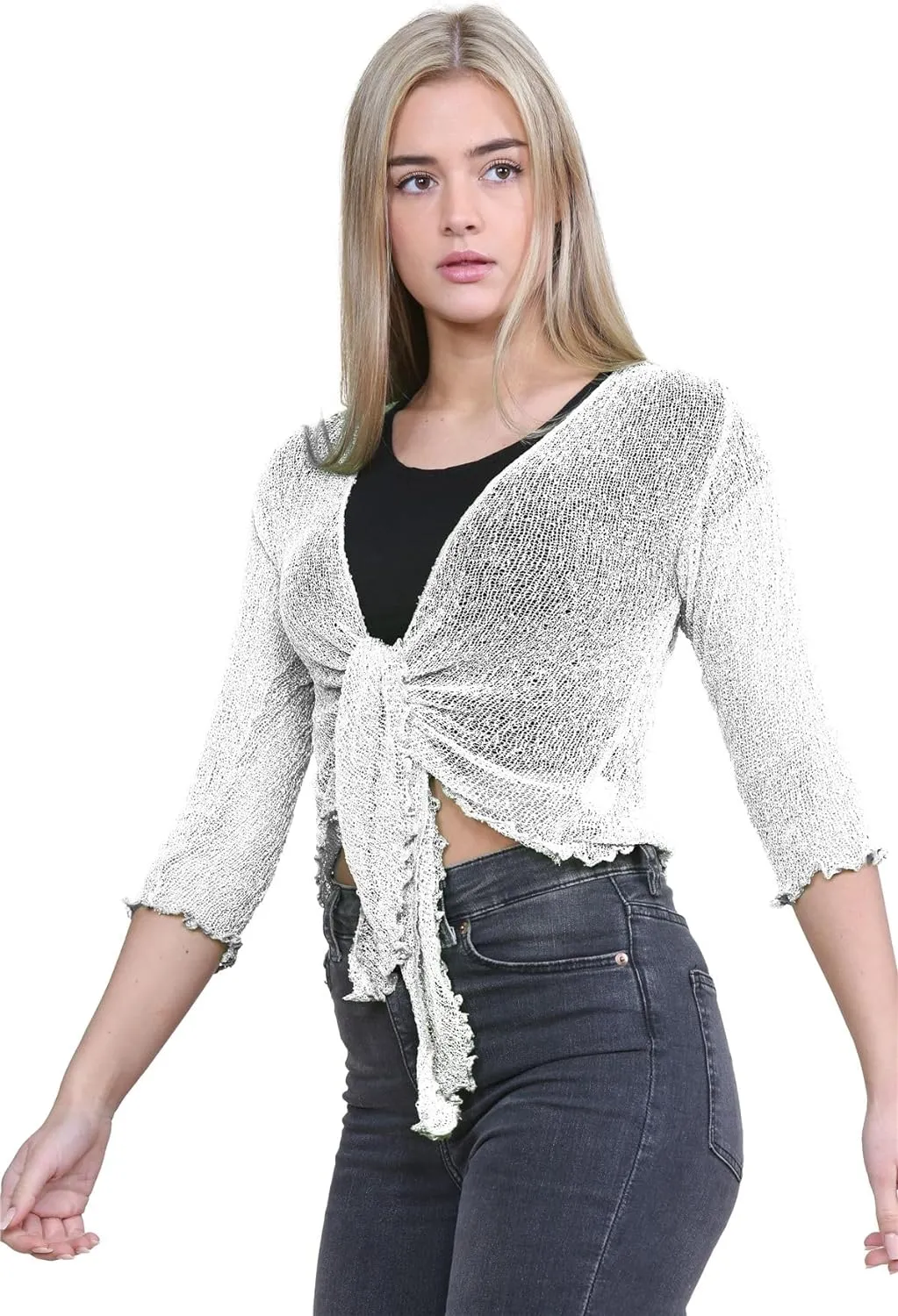 Tie Up Knitted Cropped Bolero Shrug