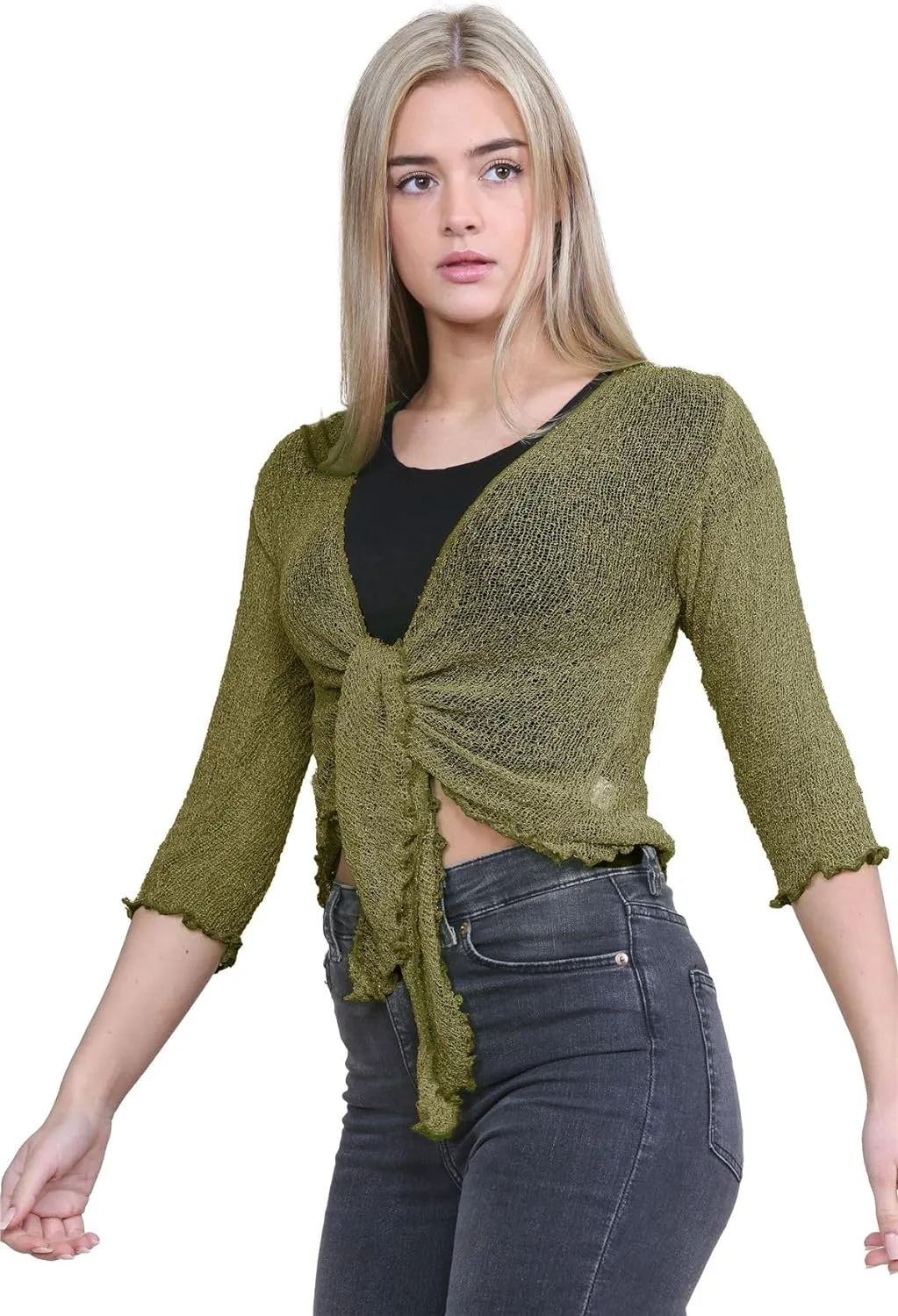 Tie Up Knitted Cropped Bolero Shrug