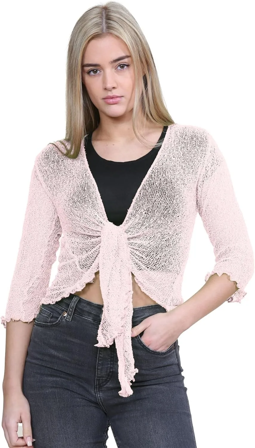 Tie Up Knitted Cropped Bolero Shrug