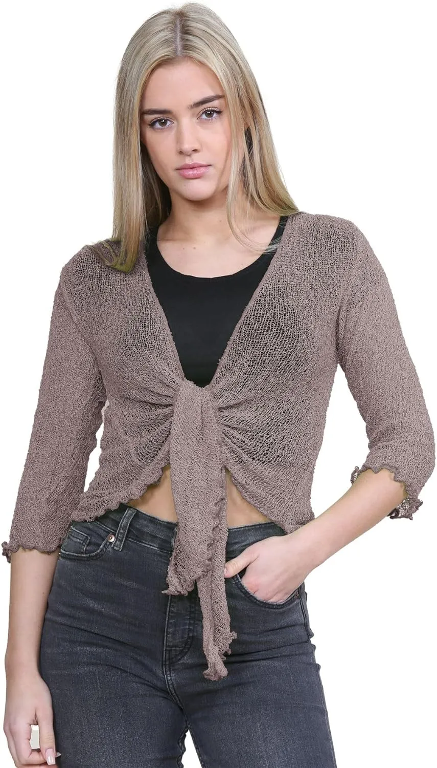Tie Up Knitted Cropped Bolero Shrug