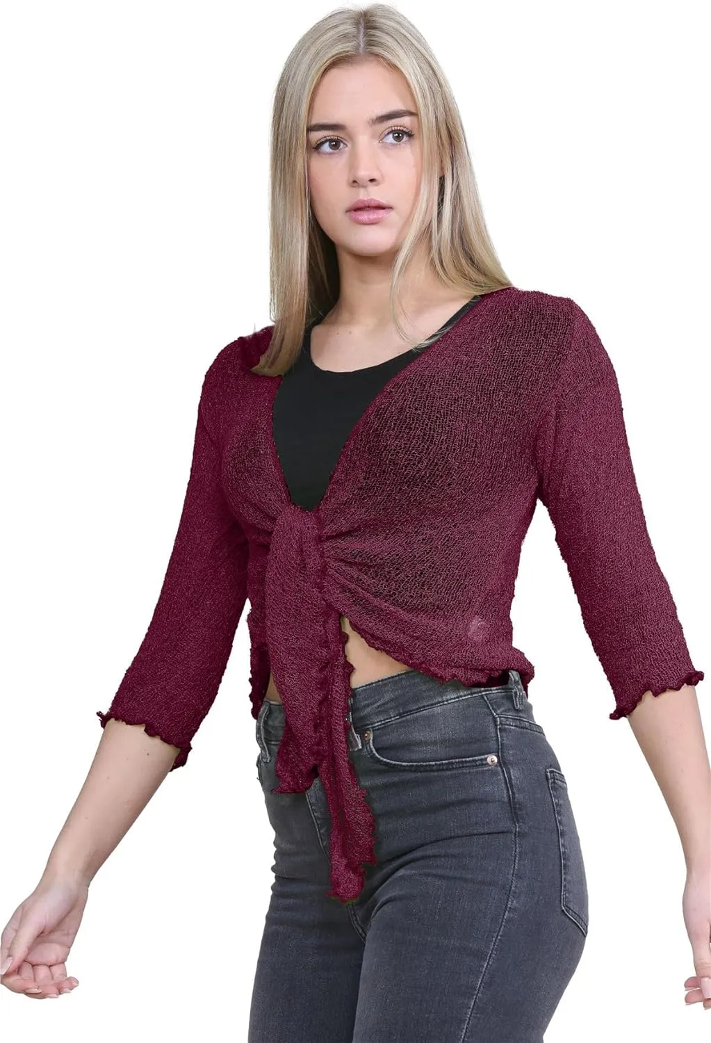 Tie Up Knitted Cropped Bolero Shrug