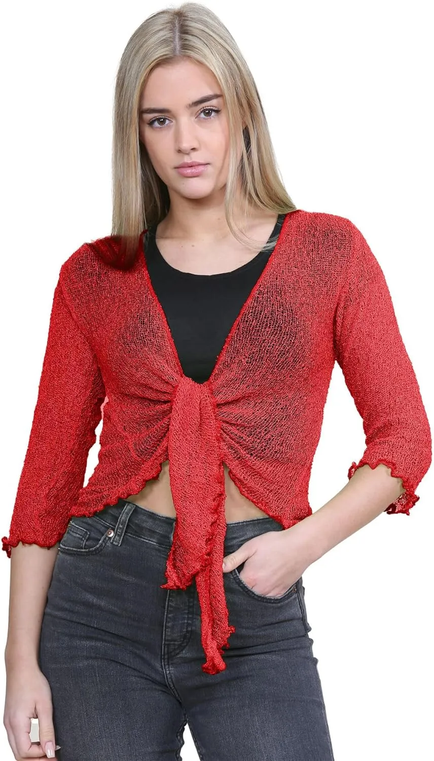 Tie Up Knitted Cropped Bolero Shrug