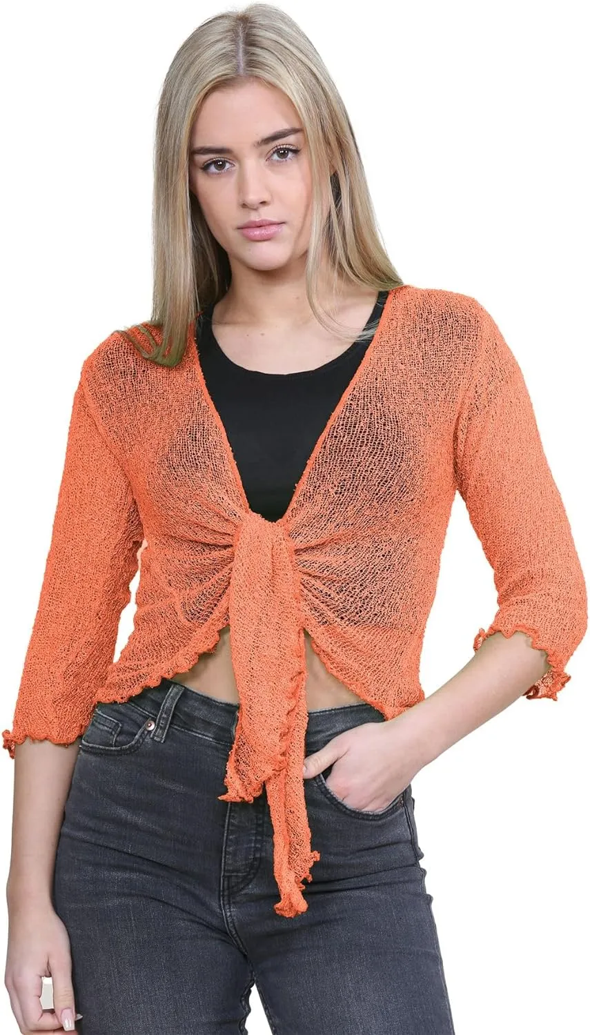 Tie Up Knitted Cropped Bolero Shrug