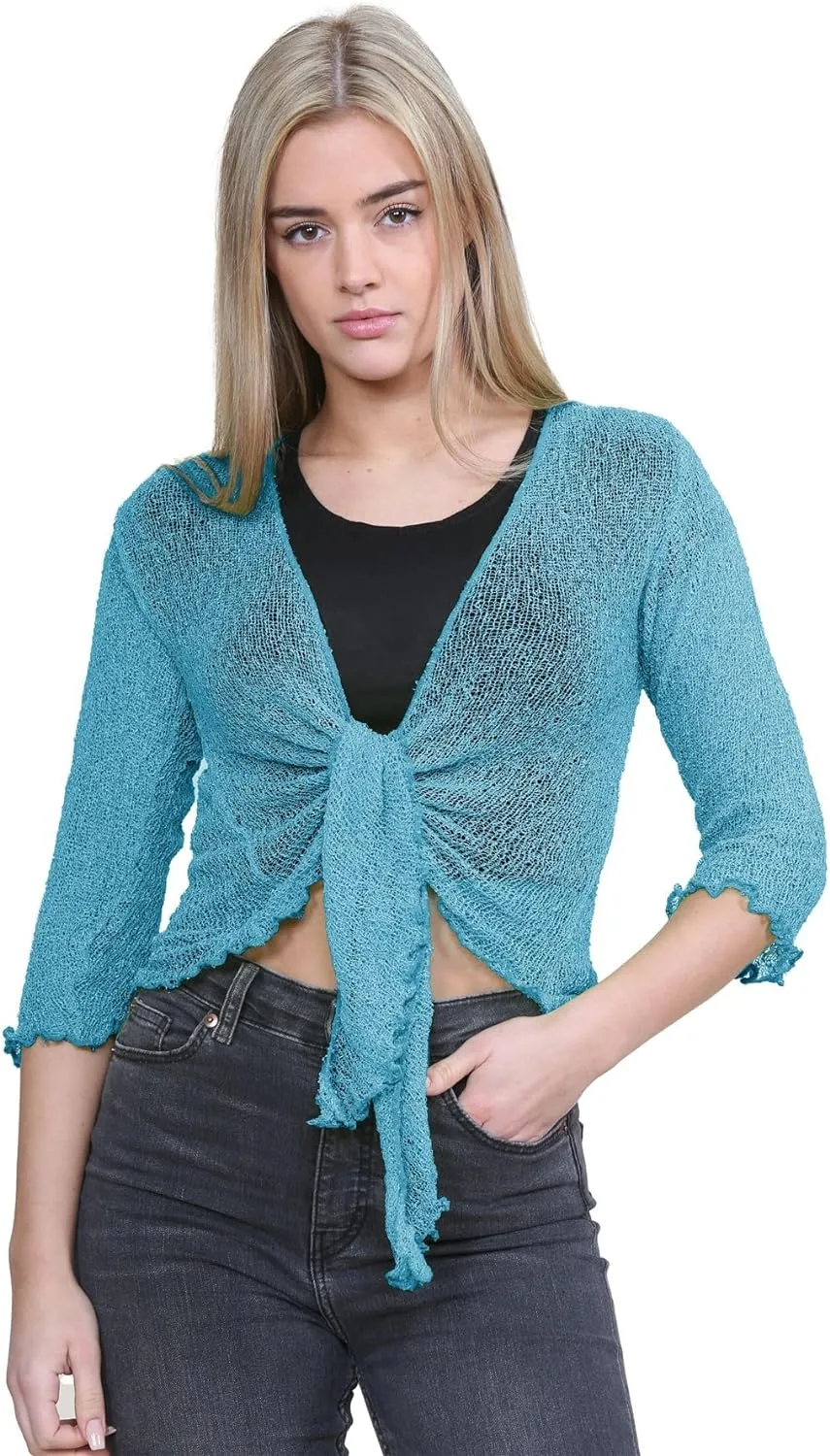 Tie Up Knitted Cropped Bolero Shrug