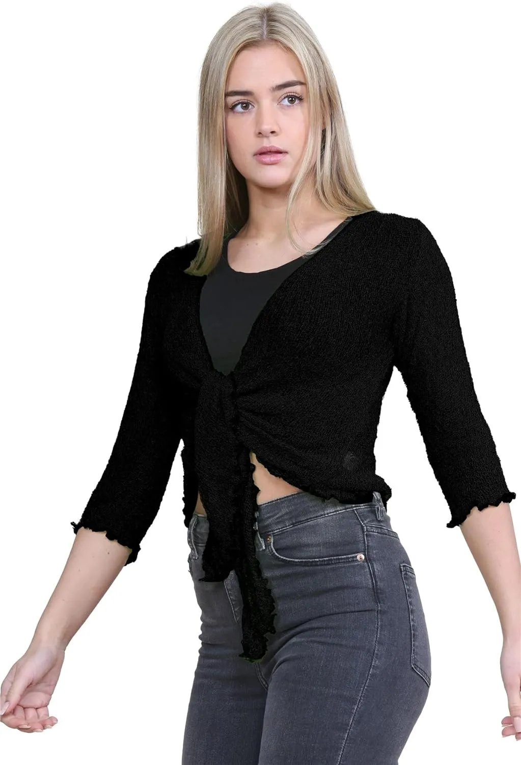 Tie Up Knitted Cropped Bolero Shrug
