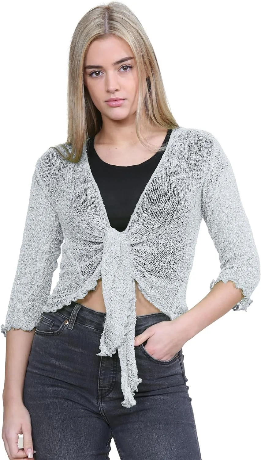 Tie Up Knitted Cropped Bolero Shrug