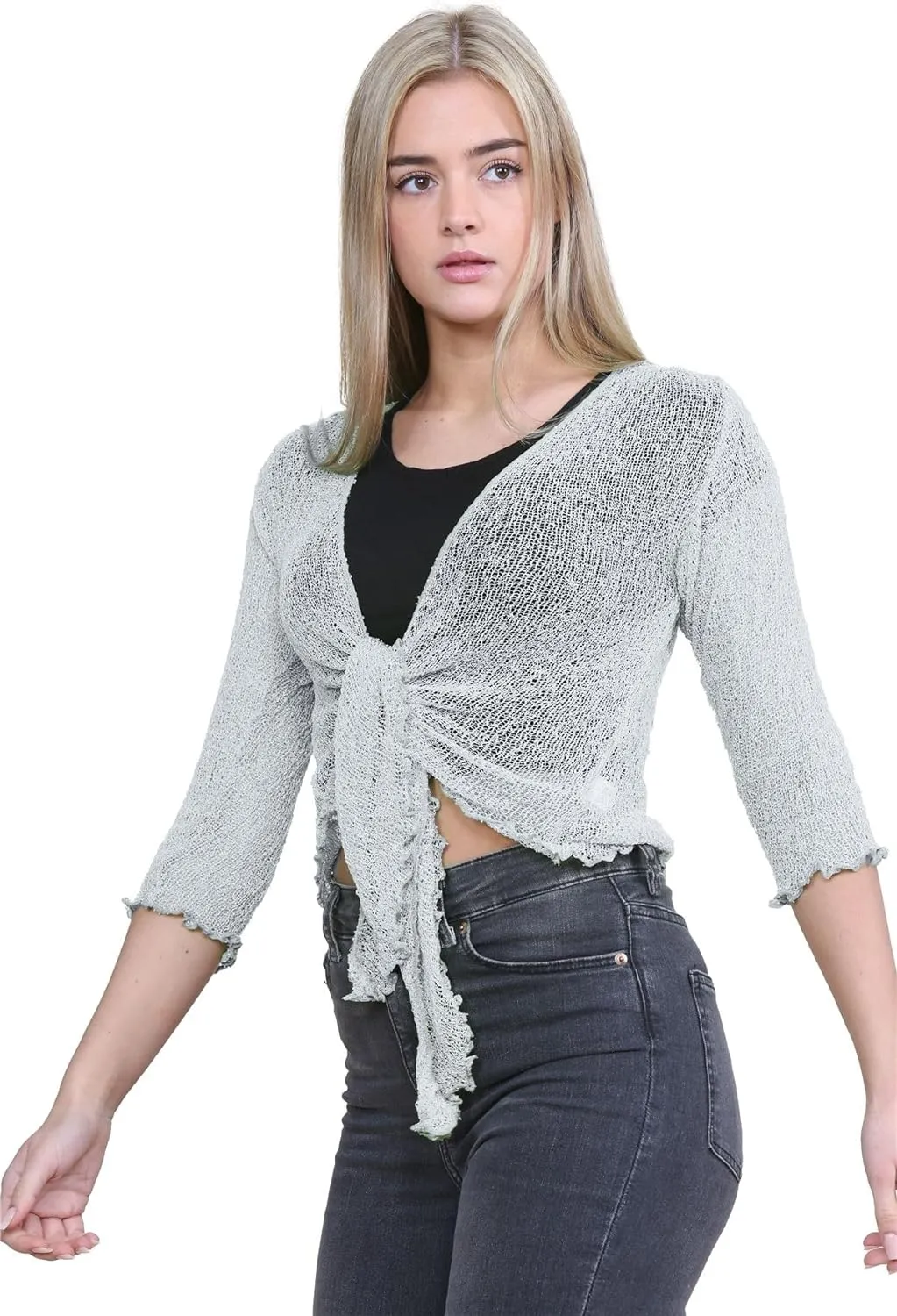 Tie Up Knitted Cropped Bolero Shrug
