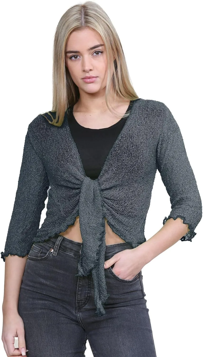 Tie Up Knitted Cropped Bolero Shrug