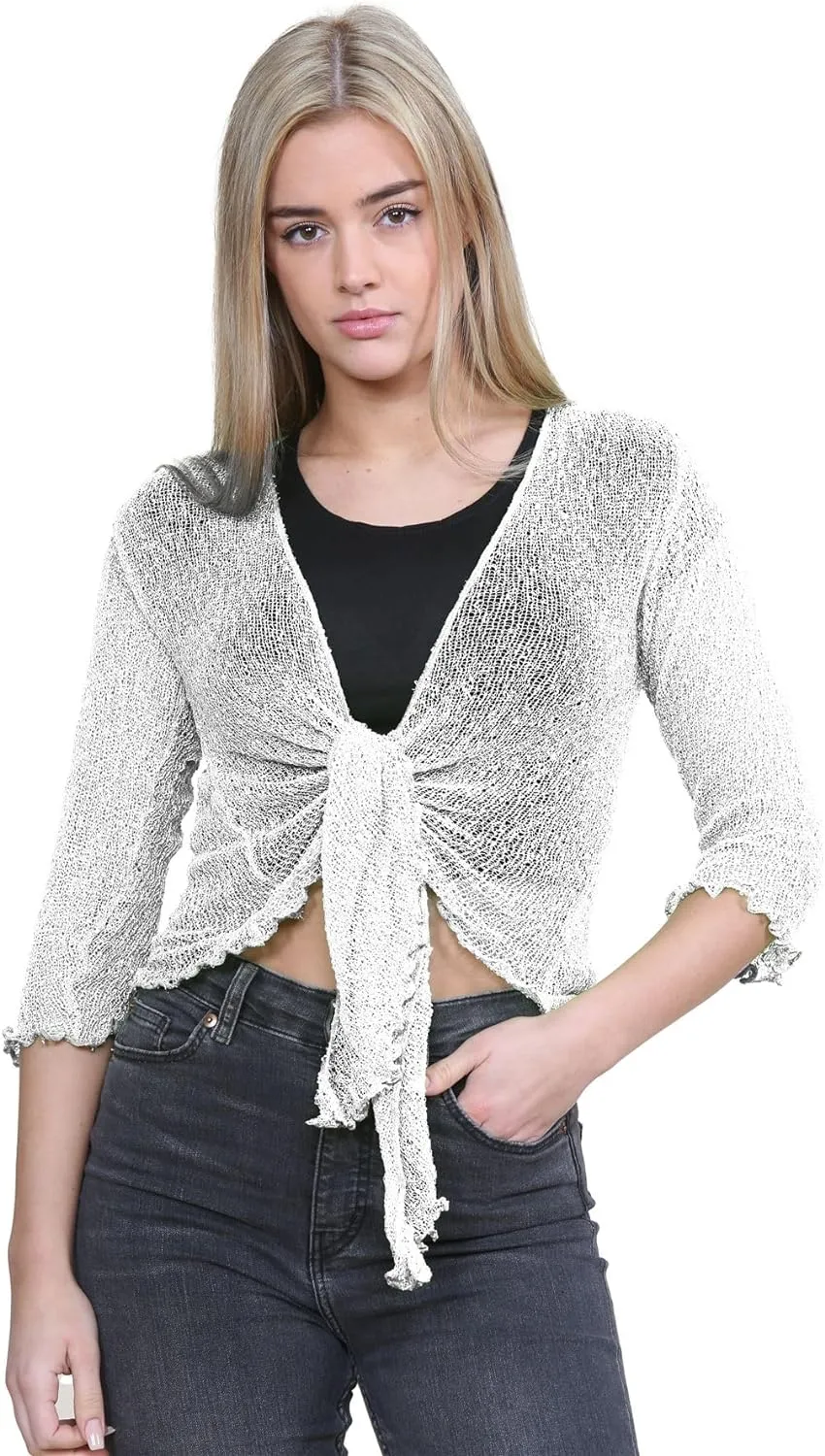 Tie Up Knitted Cropped Bolero Shrug