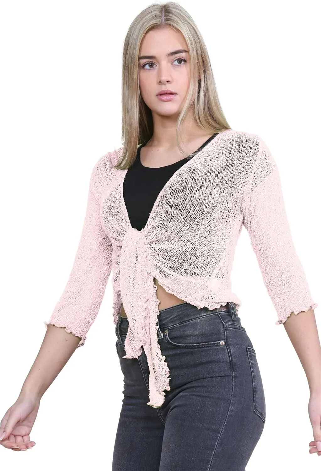 Tie Up Knitted Cropped Bolero Shrug