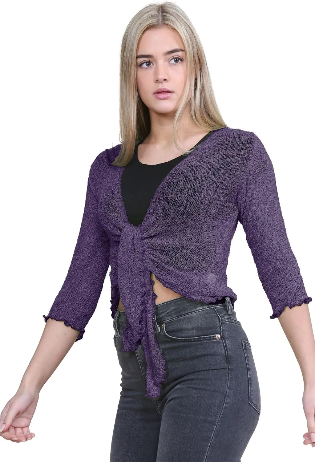 Tie Up Knitted Cropped Bolero Shrug