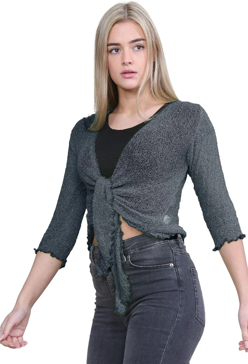 Tie Up Knitted Cropped Bolero Shrug