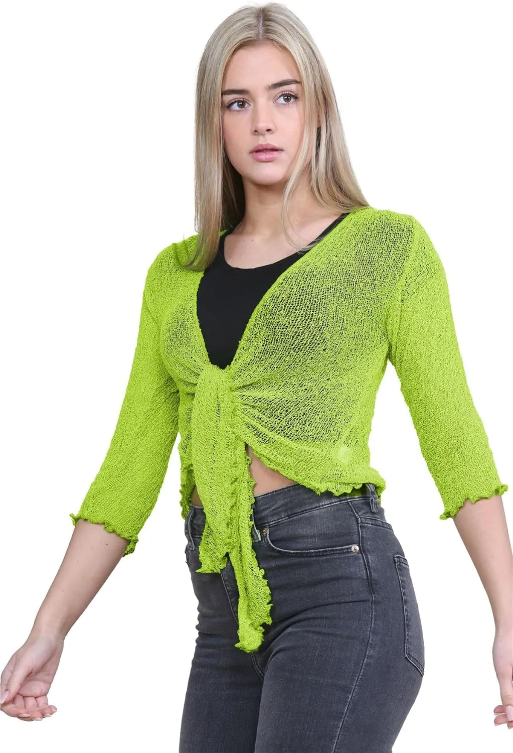 Tie Up Knitted Cropped Bolero Shrug
