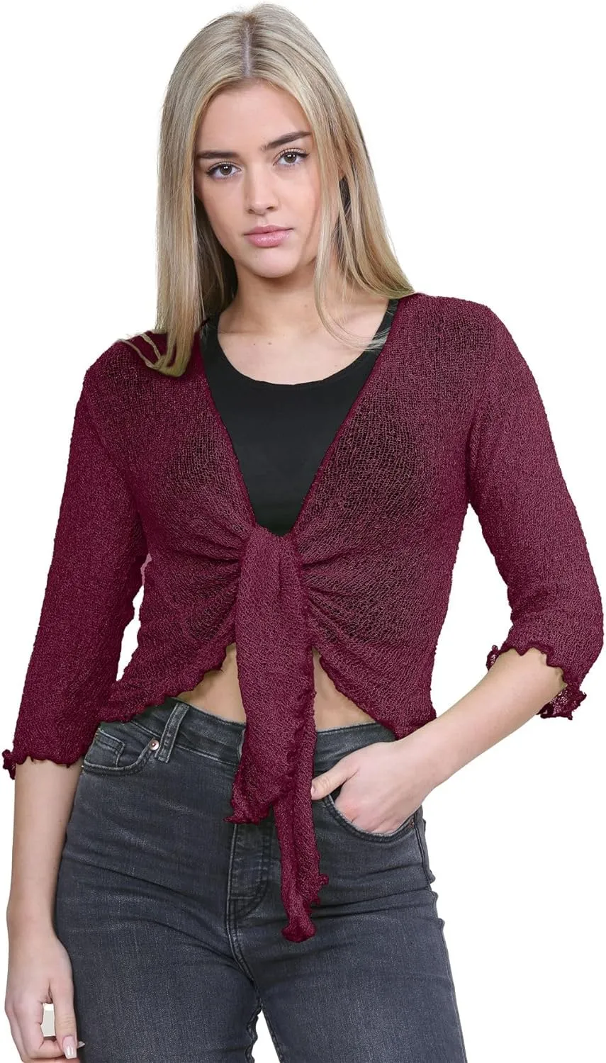 Tie Up Knitted Cropped Bolero Shrug