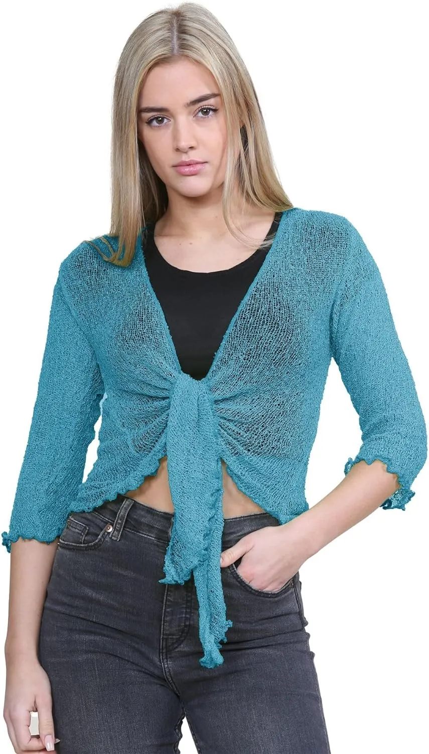 Tie Up Knitted Cropped Bolero Shrug