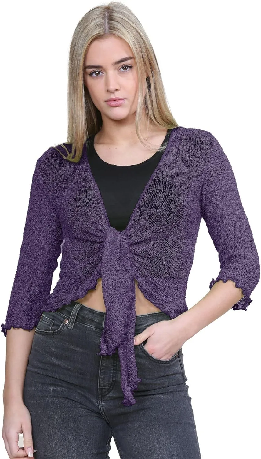 Tie Up Knitted Cropped Bolero Shrug