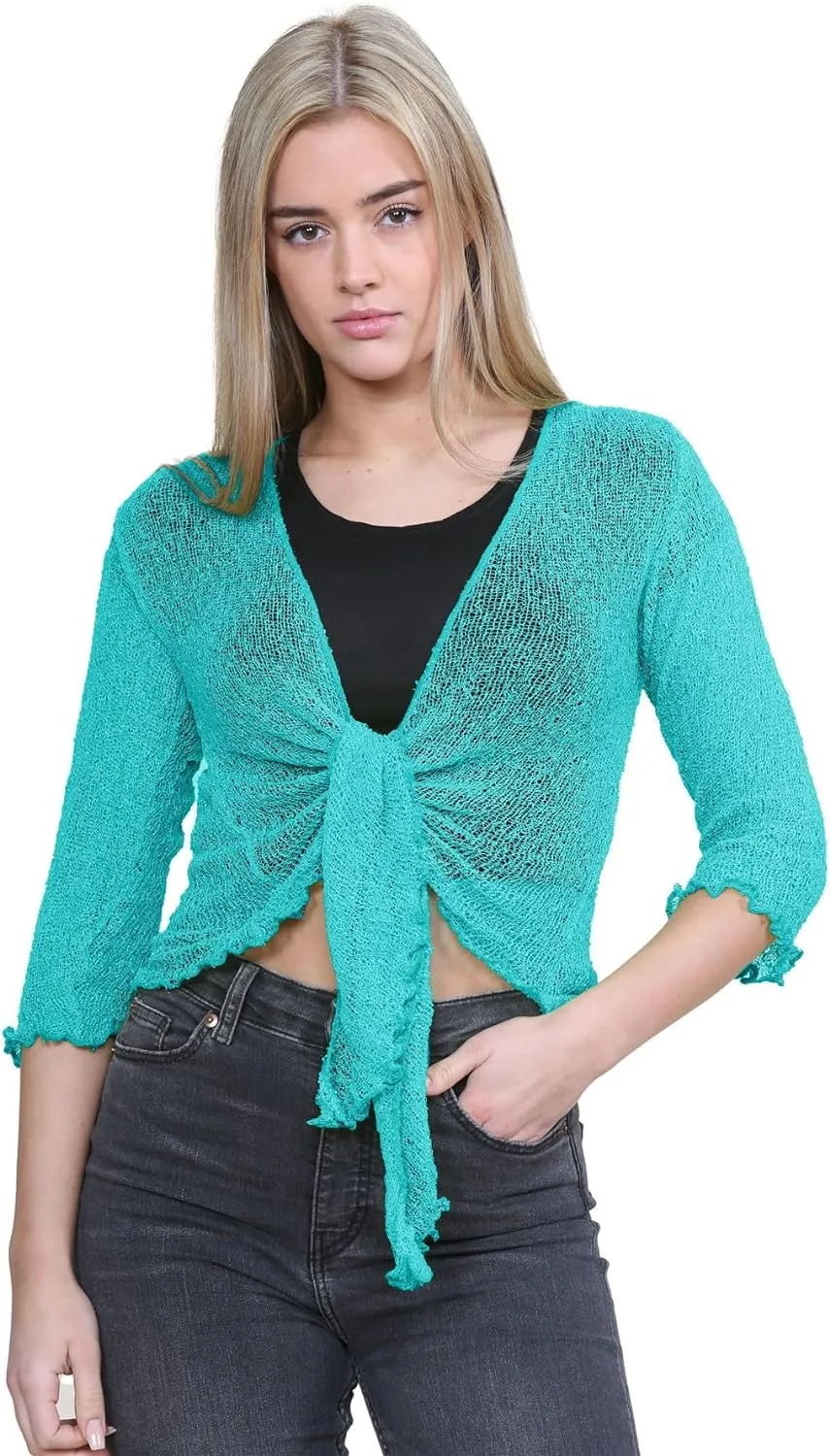 Tie Up Knitted Cropped Bolero Shrug