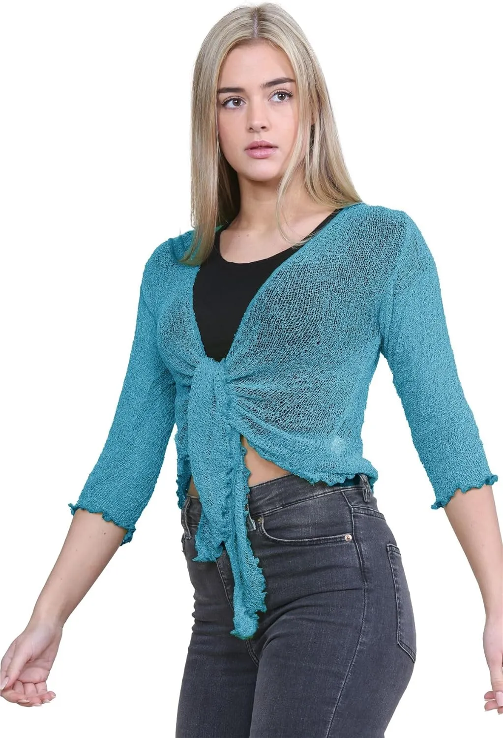 Tie Up Knitted Cropped Bolero Shrug