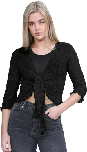 Tie Up Knitted Cropped Bolero Shrug