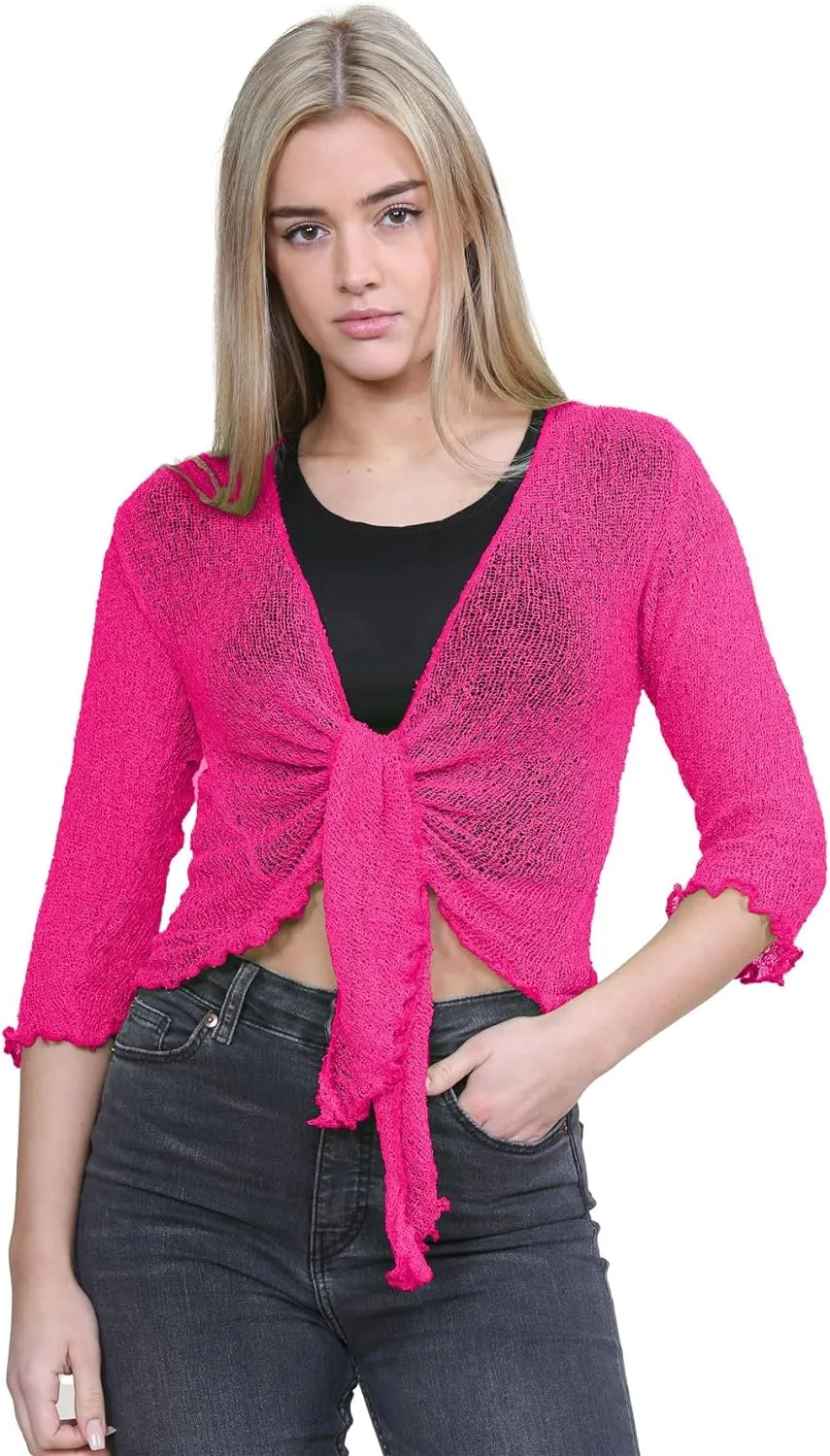 Tie Up Knitted Cropped Bolero Shrug