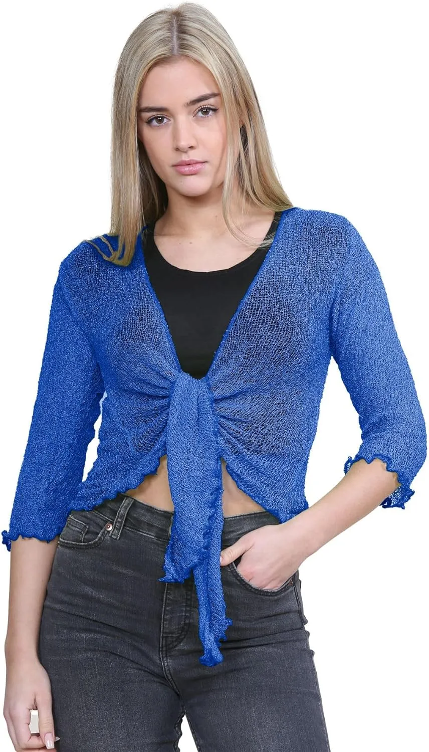 Tie Up Knitted Cropped Bolero Shrug