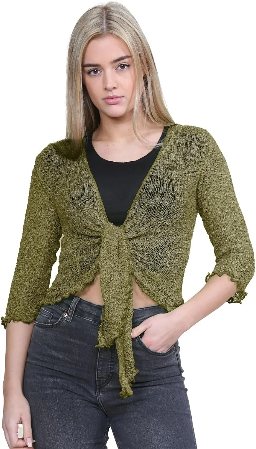 Tie Up Knitted Cropped Bolero Shrug