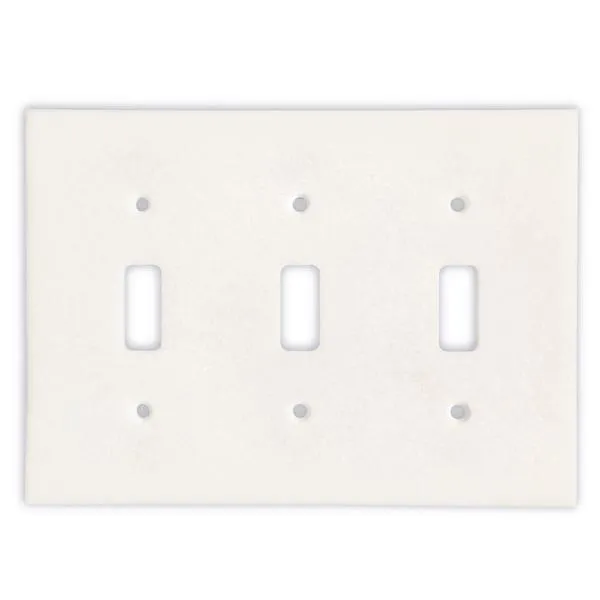 Tilefornia Thassos White Marble Triple Toggle Switch Plate