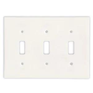 Tilefornia Thassos White Marble Triple Toggle Switch Plate