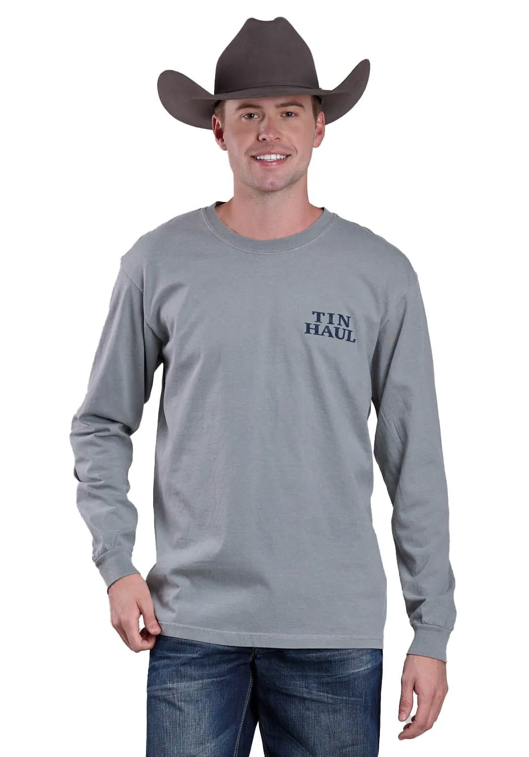 Tin Haul Mens Back Desert Scene Grey 100% Cotton S/S T-Shirt