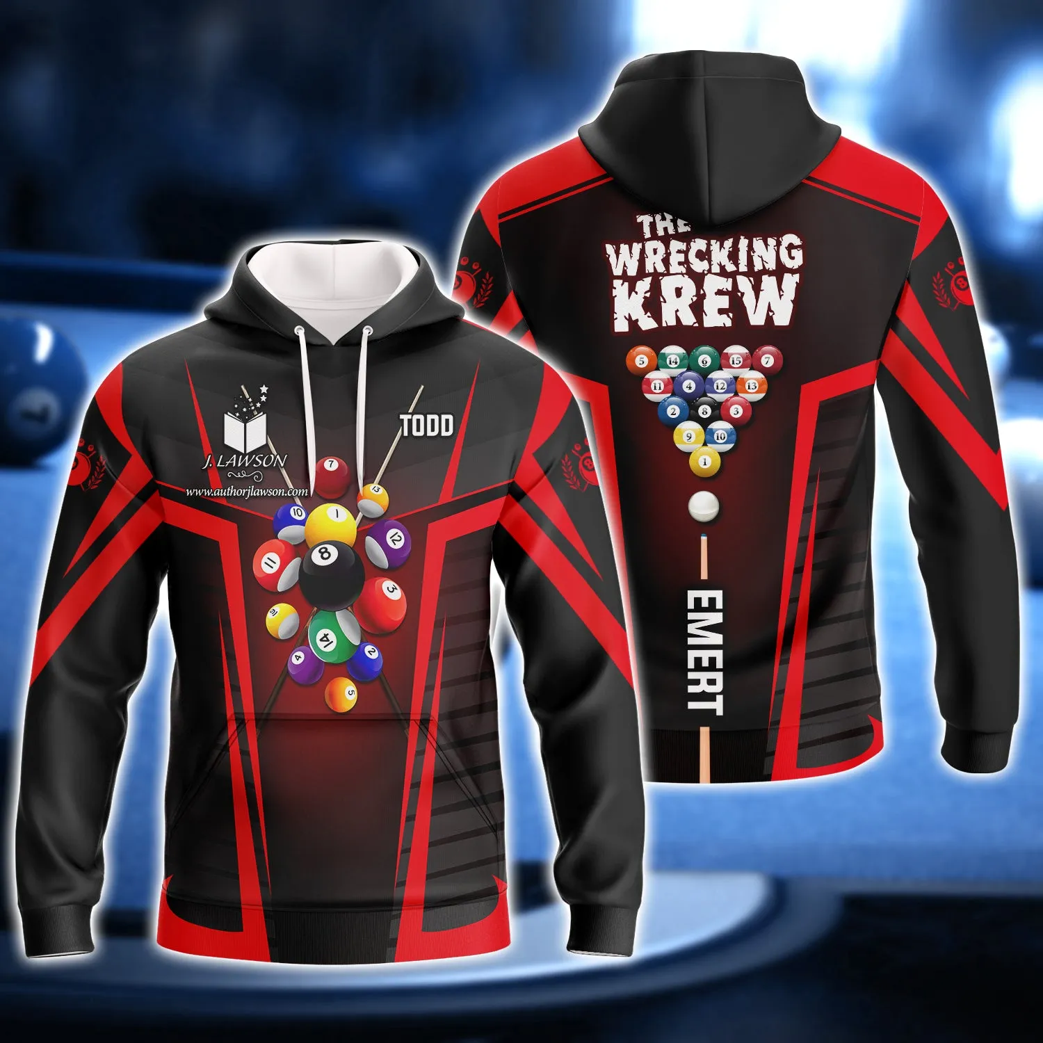 Todd Emert, The Wrecking Krew Team In Red Billard Balls 3D Shirt - QB95