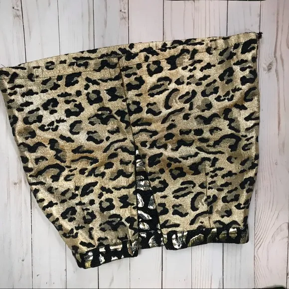 Topshop metallic leopard print mini skirt