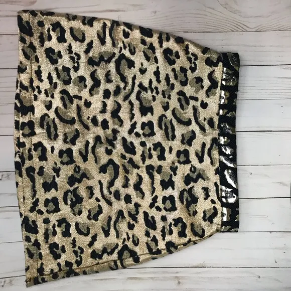 Topshop metallic leopard print mini skirt