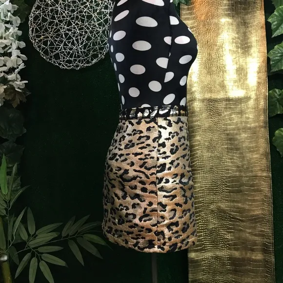 Topshop metallic leopard print mini skirt