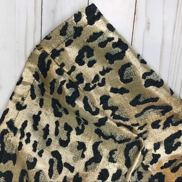 Topshop metallic leopard print mini skirt