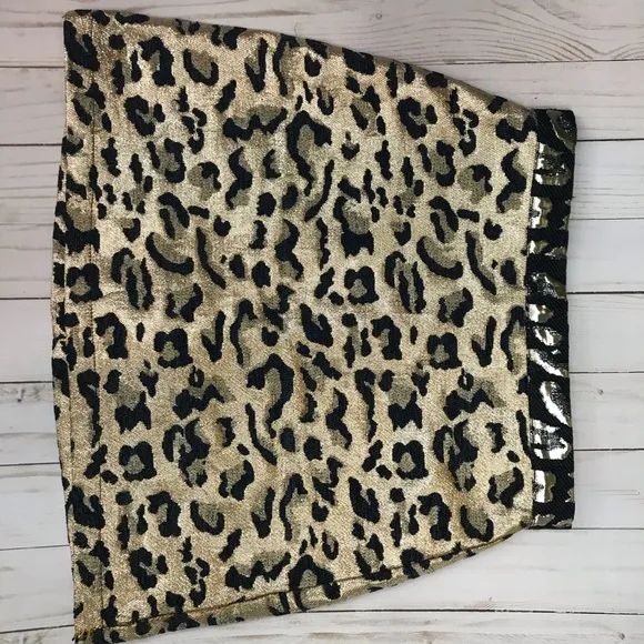 Topshop metallic leopard print mini skirt