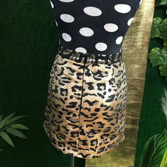 Topshop metallic leopard print mini skirt