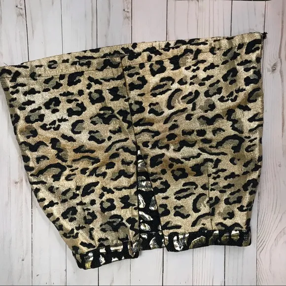 Topshop metallic leopard print mini skirt