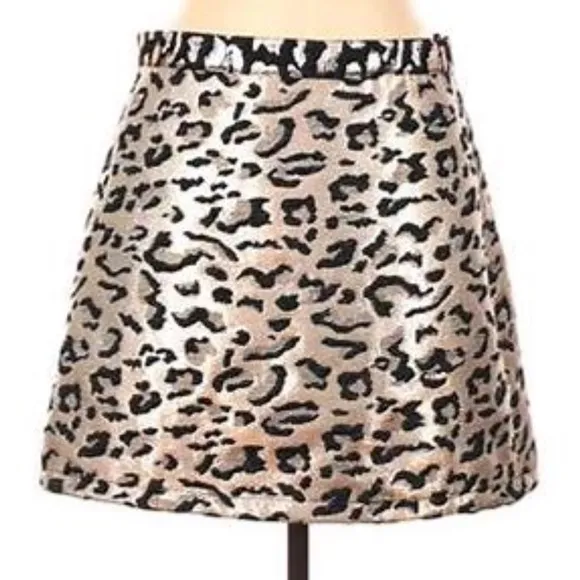 Topshop metallic leopard print mini skirt