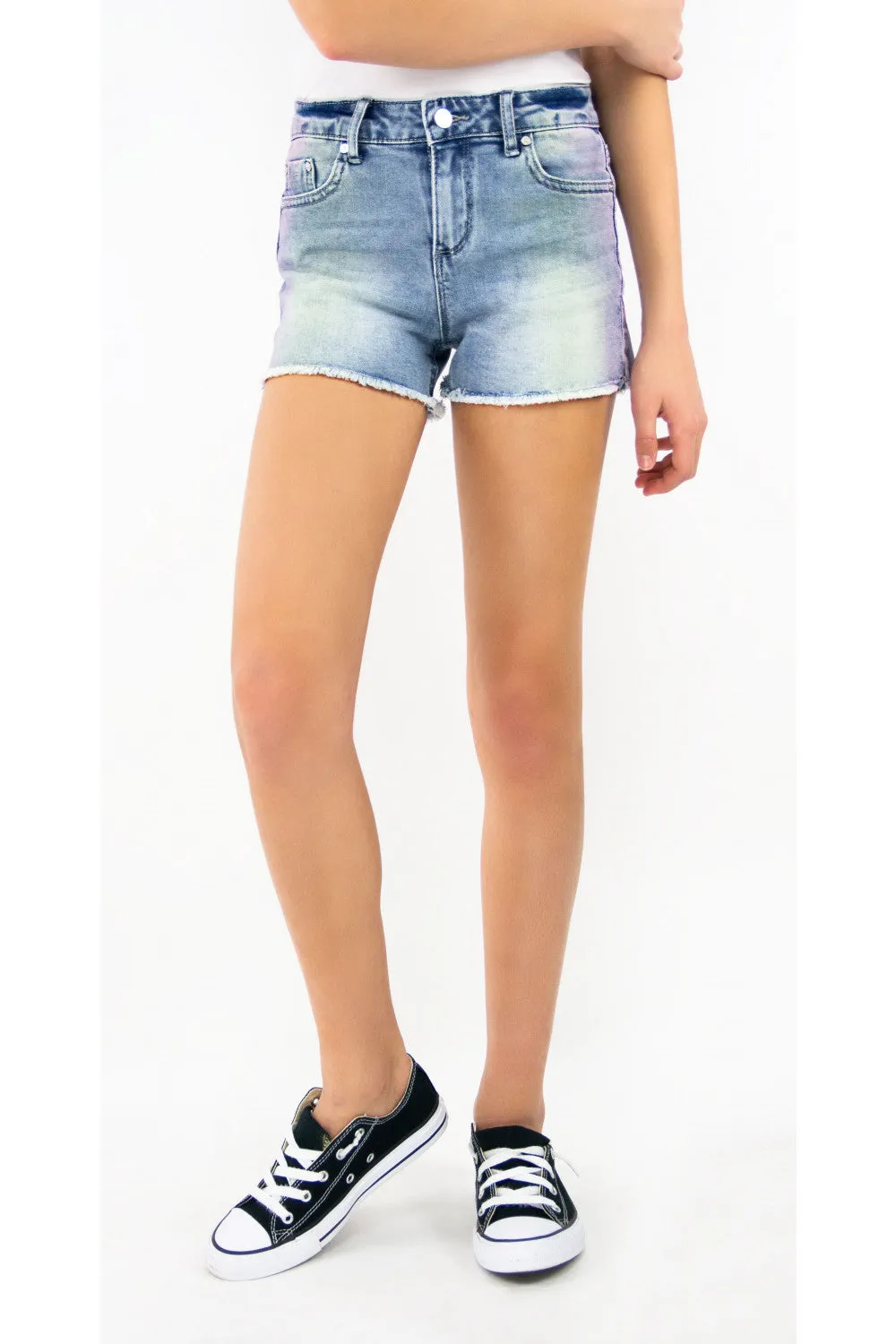 Tractr Girls Ombre Fray Hem Brittany Short (7-14)