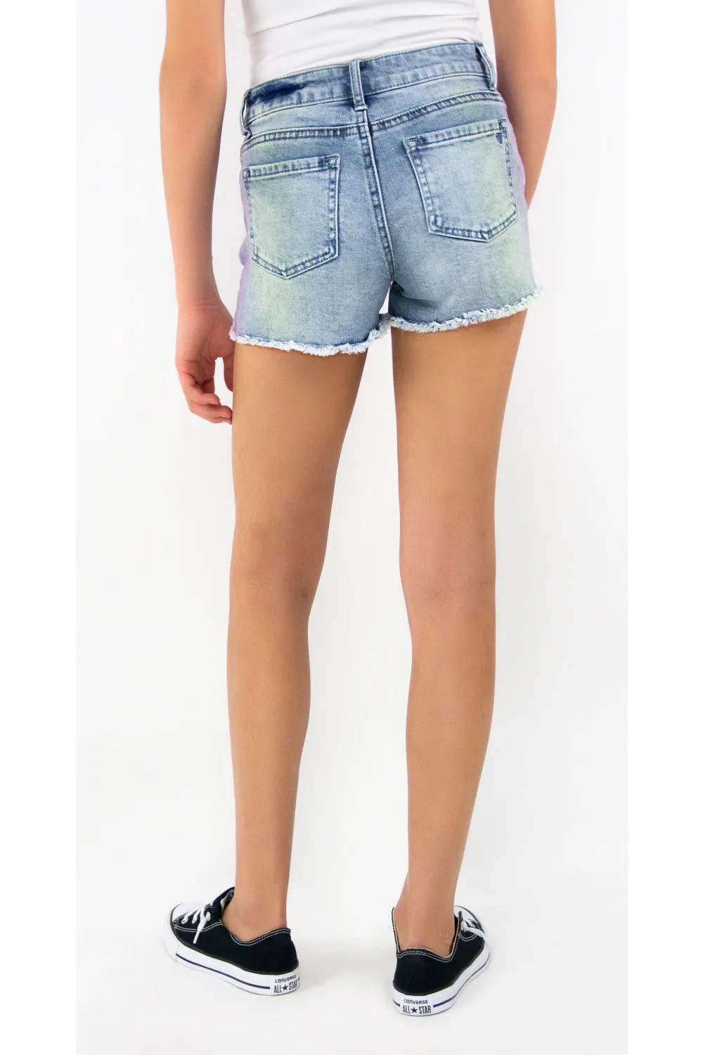 Tractr Girls Ombre Fray Hem Brittany Short (7-14)