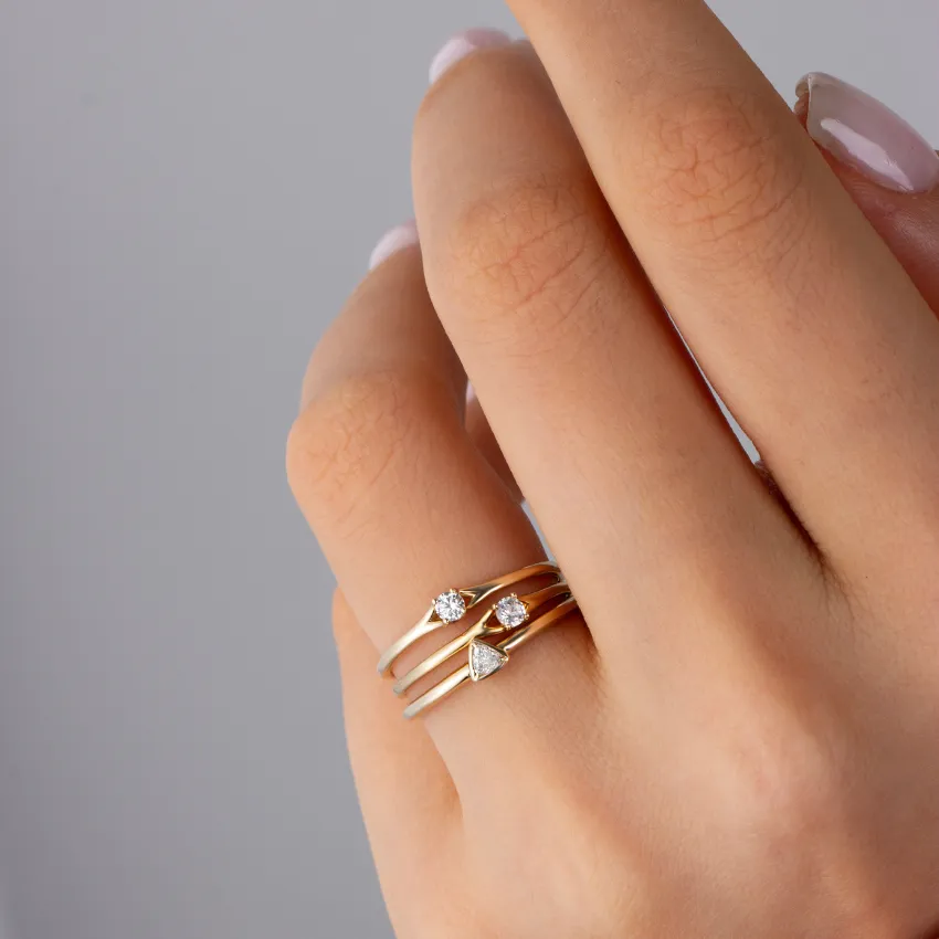 Trillion Diamond Stacking Ring