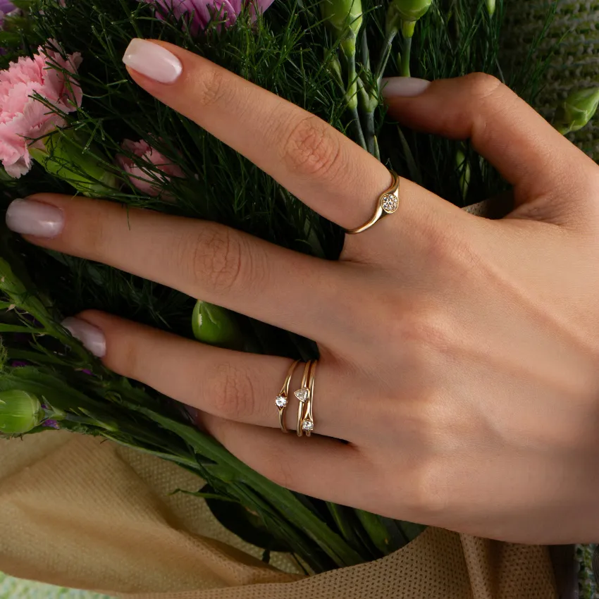 Trillion Diamond Stacking Ring