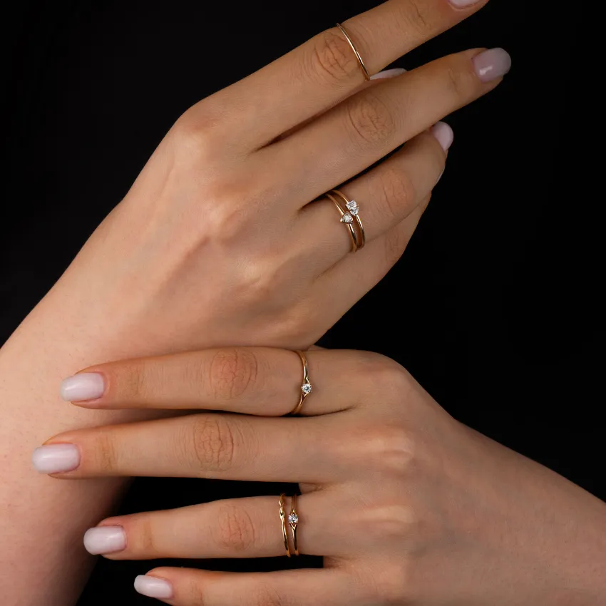 Trillion Diamond Stacking Ring