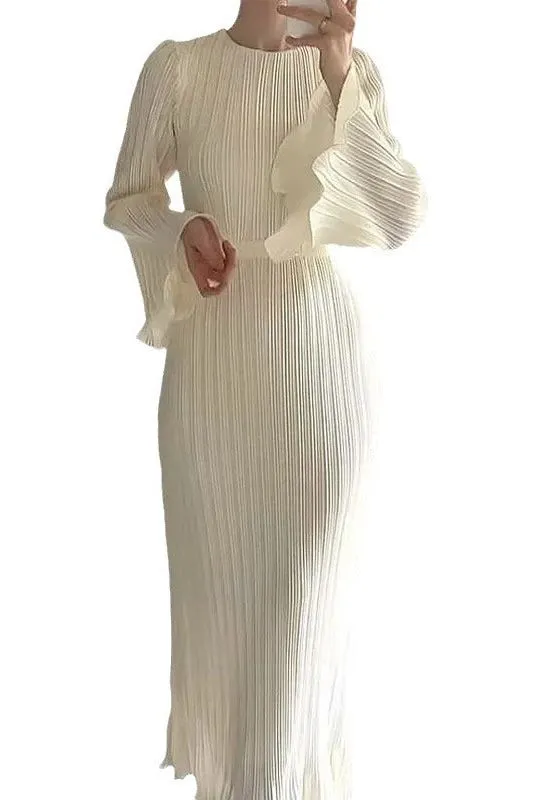 Trumpet sleeved slim long dress